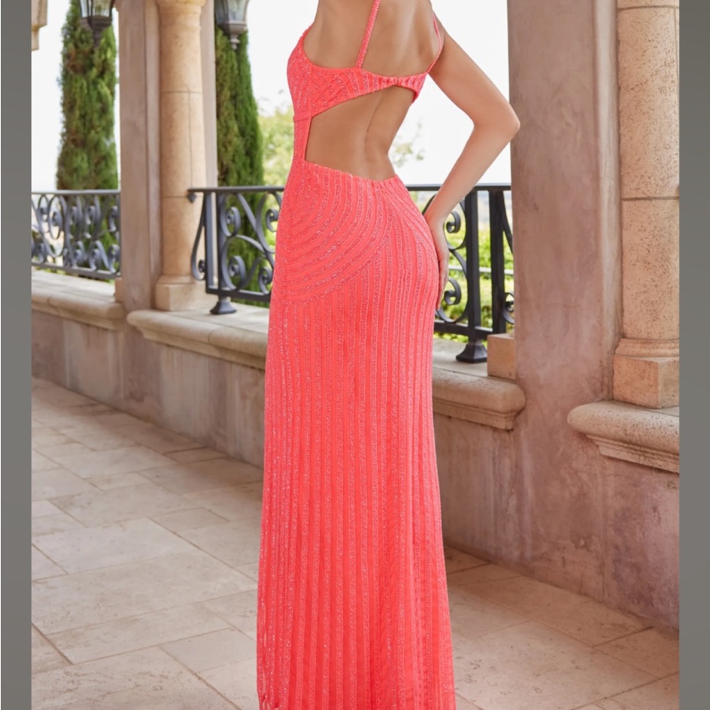 Scala Orange Bodycon Dress with Spaghetti Straps for Cocktail